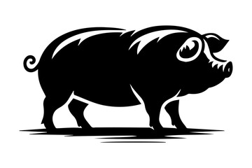 Vector pig silhouette. The pig silhouette icon is isolated on a white background.