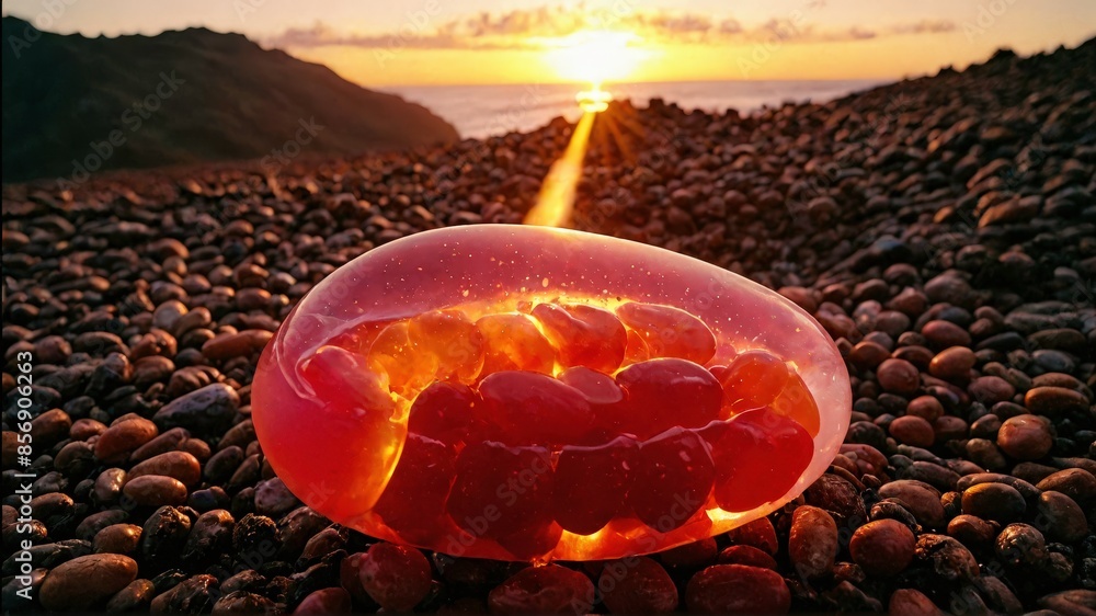 Sticker Sunlit Stones in a Transparent Sphere.