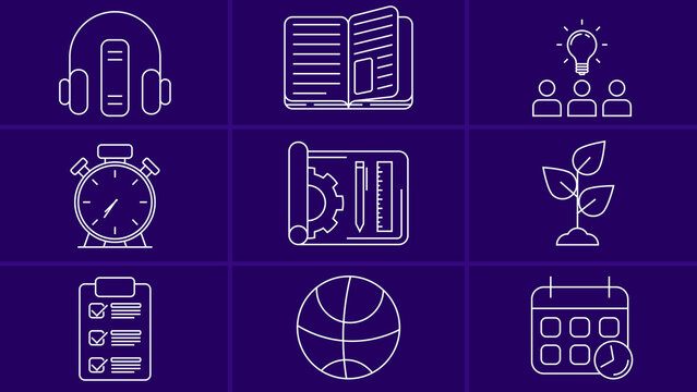 School And Learning Line Icons