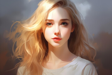 Fototapeta premium A stunning portrait capturing the beauty and creativity of a female artist.