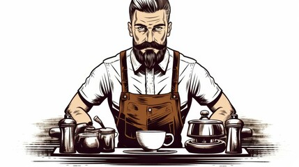 Skilled barista brewing artisanal coffee in a trendy coffee shop.