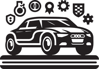 Signifying Speed and Sophistication: Automotive Design Elements in Monochrome Vector Art