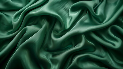 Fototapeta premium Green silk fabric background. 