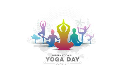 Happy Yoga Day. Greeting of International yoga Day.