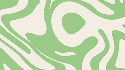 Fototapeta premium Simple trippy background with green wavy lines pattern. Abstract groovy backdrop in retro 60-70s style. Cool funky ripple stripes design