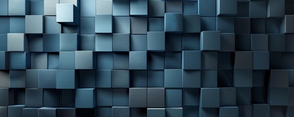 Abstract background with blue cubes in a 3D pattern.