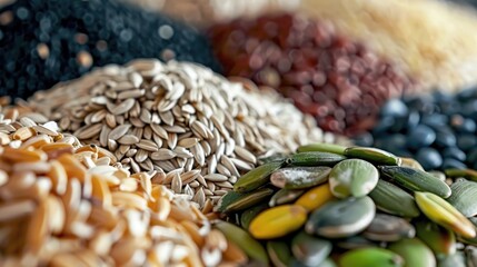 Close up of assorted edible seeds