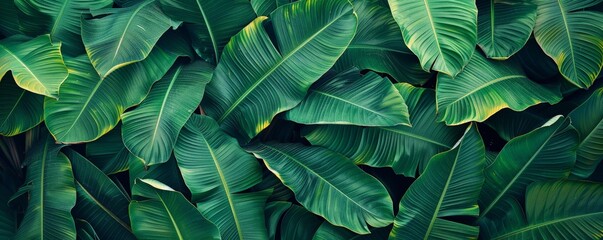 Close-up of lush green leaves, creating a natural, textured background.
