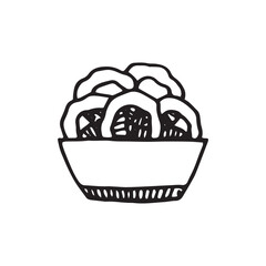 Onion rings illustration on isolated white color