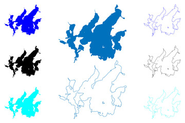 Lake Leech Reservoir (United States of America, North America, us, usa, Minnesota) map vector illustration, scribble sketch Gaa-zagaskwaajimekaag Dam map