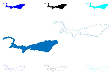 Lake Palena (South America, Argentina, Argentine Republic, Chile) map vector illustration, scribble sketch General Vintter Lago map