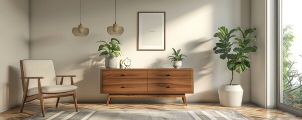 Modern bedroom with an empty dresser