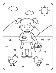 Vector illustration coloring simple cartoons for children Fun and Creative Coloring Pages For Girls  Boys.