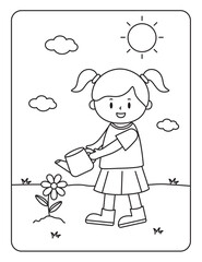 Vector illustration coloring simple cartoons for children Fun and Creative Coloring Pages For Girls  Boys.