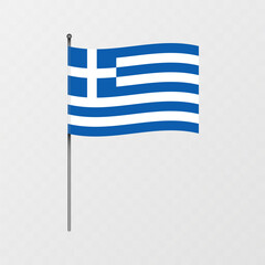 Fototapeta premium Greece flag on flagpole. Vector illustration.
