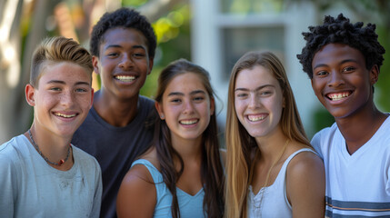 Fototapeta premium Group of young people standing together
