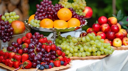 Colorful fresh fruit selection on a banquet table