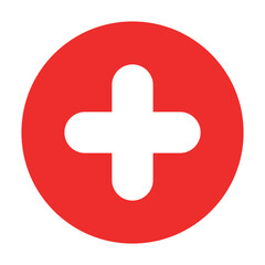 Fototapeta premium Red Circle with White Medical Cross Vector Icon