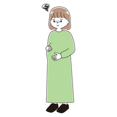 つわりで気分が悪い妊婦さんのイラスト