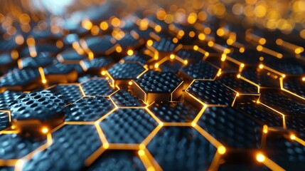 Fototapeta premium A digital representation of a honeycomb with hexagons appearing to be in constant motion.