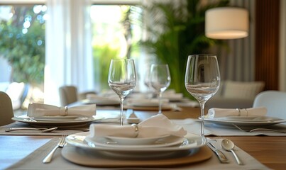 Fototapeta premium Serene dining room with an empty place setting