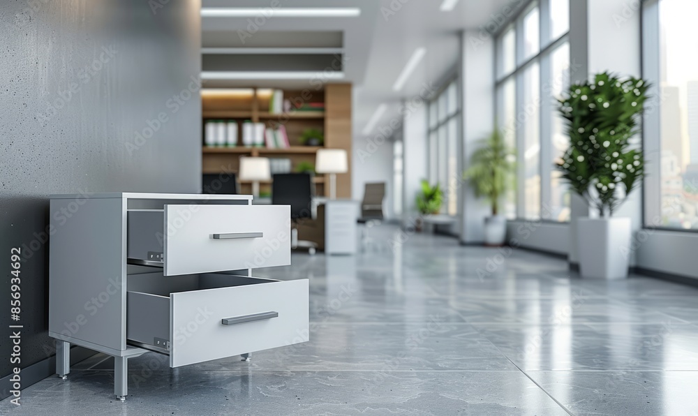 Poster elegant office with an empty file drawer
