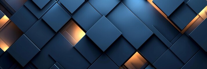 Abstract Pattern with Dark Blue and Gold Squares