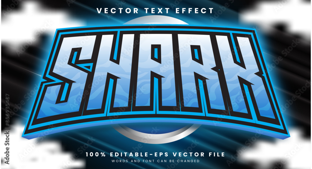 Poster shark editable text effect template with gaming style effect