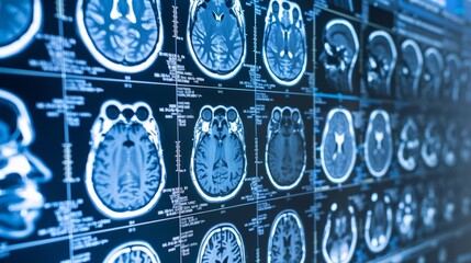 Detailed brain MRI scans on medical display