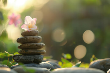 Obraz premium Meditation with a focus on gratitude in a peaceful garden, mindfulness, gratitude practice