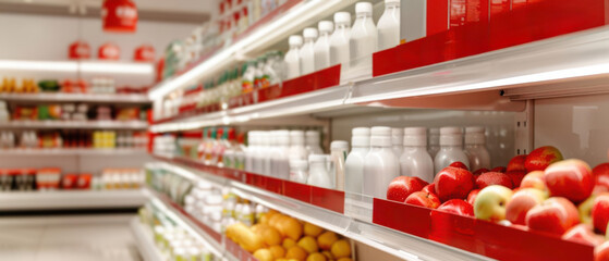 Informative product signage, bold text, and graphics, clear and engaging