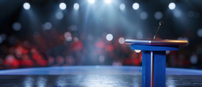 candidates in a political debate podiums