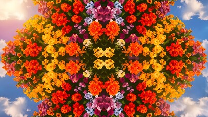 Top view of color full flowers in spring