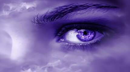 Obraz premium Mysterious ultraviolet vision concept with a close-up of a human eye