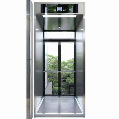 Sightseeing elevator and passenger elevator car with transparent sides or sides for sightseeing scenery