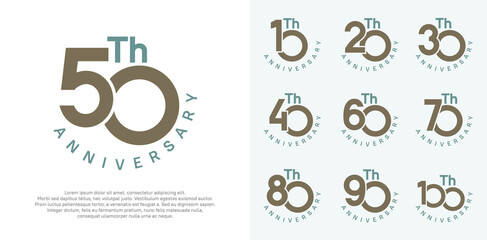 anniversary set vector design with brown and green color for celebration moment