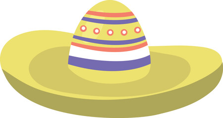 Flat isolated sombrero straw hat. Cartoon traditional Mexican hat illustration vector.