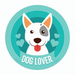 A charming badge for dog lovers, designed in cartoon style expressing affection and cuteness