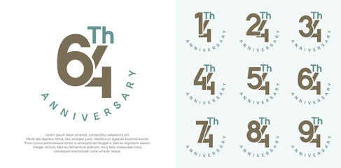 anniversary set vector design with brown and green color for celebration moment