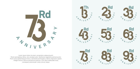anniversary set vector design with brown and green color for celebration moment