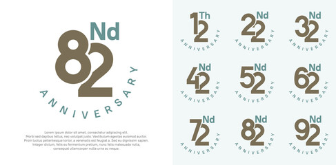 anniversary set vector design with brown and green color for celebration moment