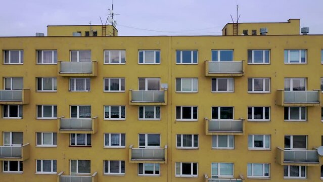 Drone video of apartment building in Ostrava city, Czech Republic