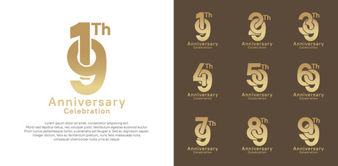 anniversary logotype vector design with golden color for celebration moment