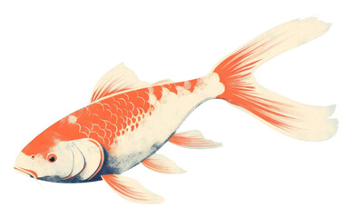 Obraz premium PNG Japanese vintage koi fish animal carp underwater.