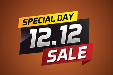 12.12 Special day sale word concept vector illustration with ribbon and 3d style for use landing page, template, ui, web, mobile app, poster, banner, flyer, background, gift card, coupon

