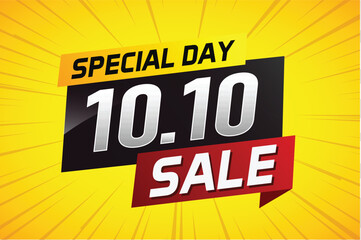 10.10 Special day sale word concept vector illustration with ribbon and 3d style for use landing page, template, ui, web, mobile app, poster, banner, flyer, background, gift card, coupon

