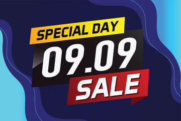 9.9 Special day sale word concept vector illustration with ribbon and 3d style for use landing page, template, ui, web, mobile app, poster, banner, flyer, background, gift card, coupon

