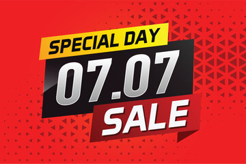 7.7 Special day sale word concept vector illustration with ribbon and 3d style for use landing page, template, ui, web, mobile app, poster, banner, flyer, background, gift card, coupon

