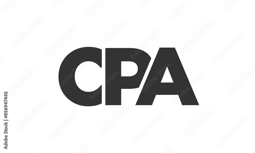 Poster cpa logo design template with strong and modern bold text. initial based vector logotype featuring s