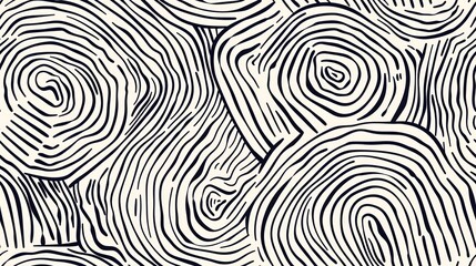 abstract drawing resembling wood grain patterns made with black ink lines on a light beige background, offering a visually intriguing natural effect.
